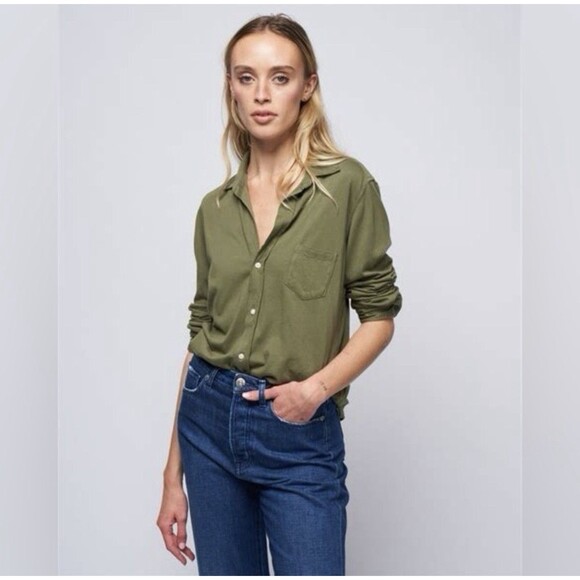 FRANK & EILEEN Olive Green  Barry Lab Button Up Shirt SIZE XS  Soft Cotton - Picture 1 of 10